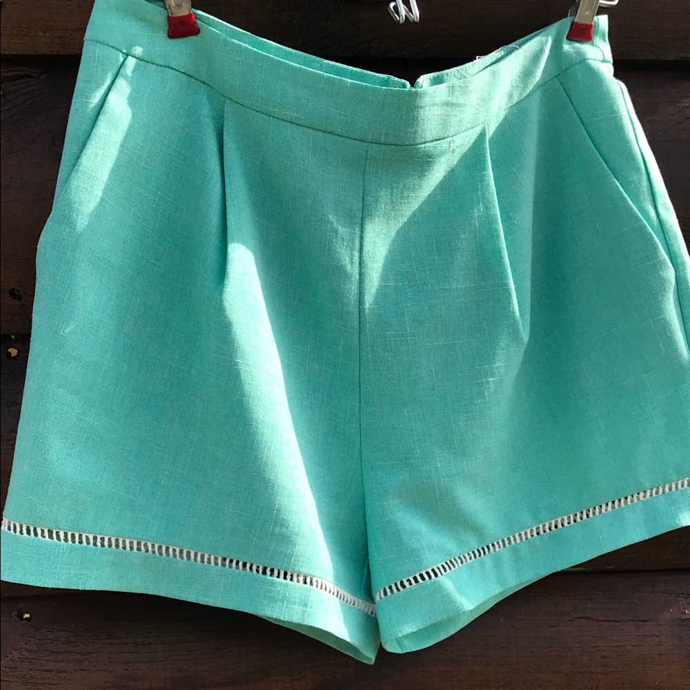Pleated Tiffany Blue Dress shorts